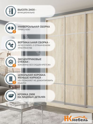 Шкаф-купе 2-х дверный FIX 03.8.8 Дуб Сонома