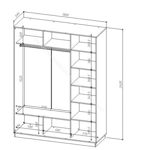 Шкаф-купе 3-х дверный FIX 24.8.8.8 Белый