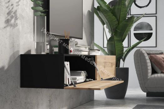 Тумба ТВ 120 SOMERO Чёрный/Дуб Вотан