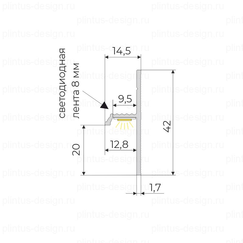 Теневой плинтус Фесо 20 мм Серебро
