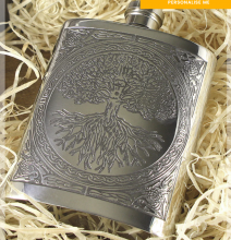 Фляжка из британского пьютера- Древо Жизни Celtic Tree of Life ,English Pewter