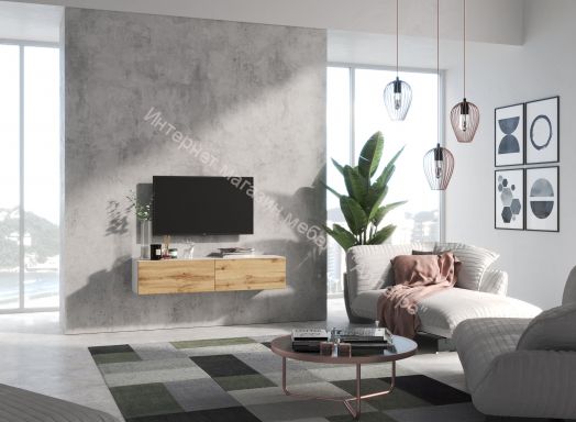 Тумба ТВ 140 SOMERO Белый/Дуб Вотан