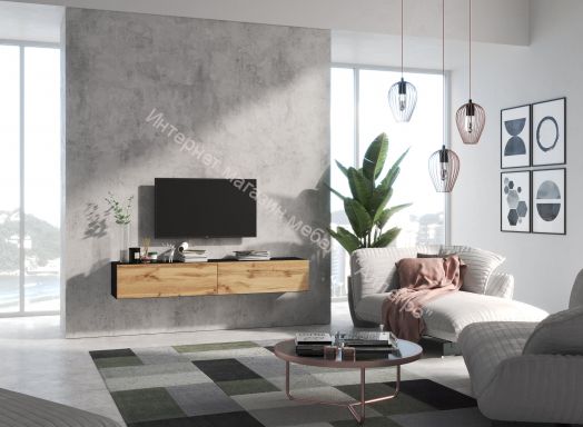 Тумба ТВ 180 SOMERO Чёрный/Дуб Вотан