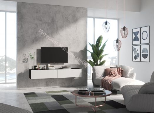 Тумба ТВ 180 SOMERO Чёрный/Белый