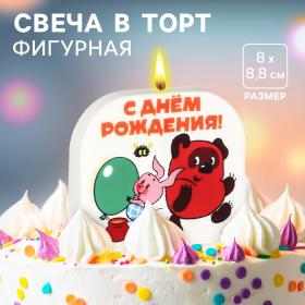 Свеча для торта "С Днем Рождения!", 8 х 8,8 см, Союзмультфильм