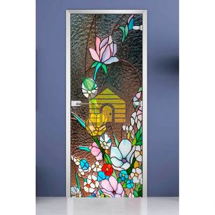 Стеклянная межкомнатная дверь с фотопечатью DW «Stained Glass-02»