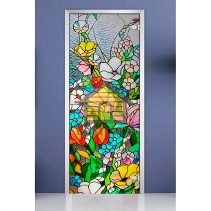 Стеклянная межкомнатная дверь с фотопечатью DW «Stained Glass-03»