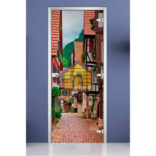 Стеклянная межкомнатная дверь с фотопечатью DW «City-04»