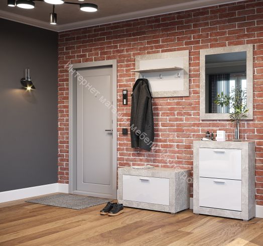 Тумба для обуви О-2 с 2-я секциями МОНТАНА Аtelier/Белый глянец