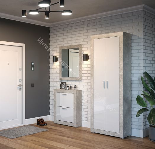 Тумба для обуви О-2 с 2-я секциями МОНТАНА Аtelier/Белый глянец