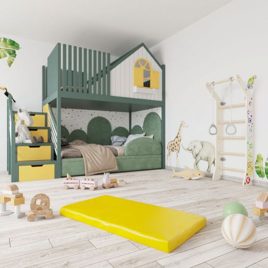 Мат (мягкий щит)  1000*500*60, одинарный (голубой/желтый)