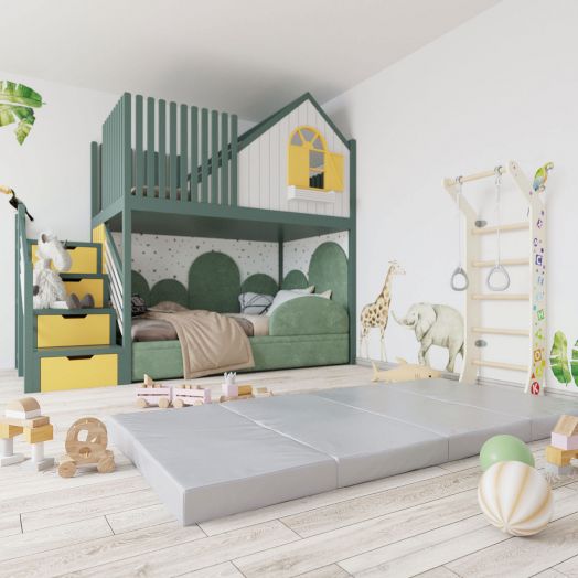 Мат (мягкий щит)  2000*1000*100, в 4 сложения (голубой/желтый)