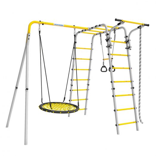 Детский спортивный комплекс для дачи  Веселая лужайка - 2 (желтый/серый)