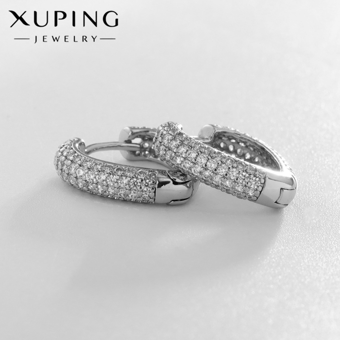 Серьги со стразами XUPING искры, цвет белый в серебре