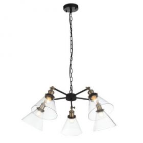 Люстра Подвесная ST-Luce SL237.413.05 Черный, Матовое Золото/Прозрачный E27 5*60W / СТ Люче.