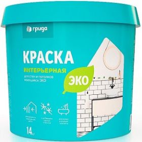Краска Моющаяся для Стен и Потолков Грида Эко 14кг Интерьерная, Белая, Матовая.