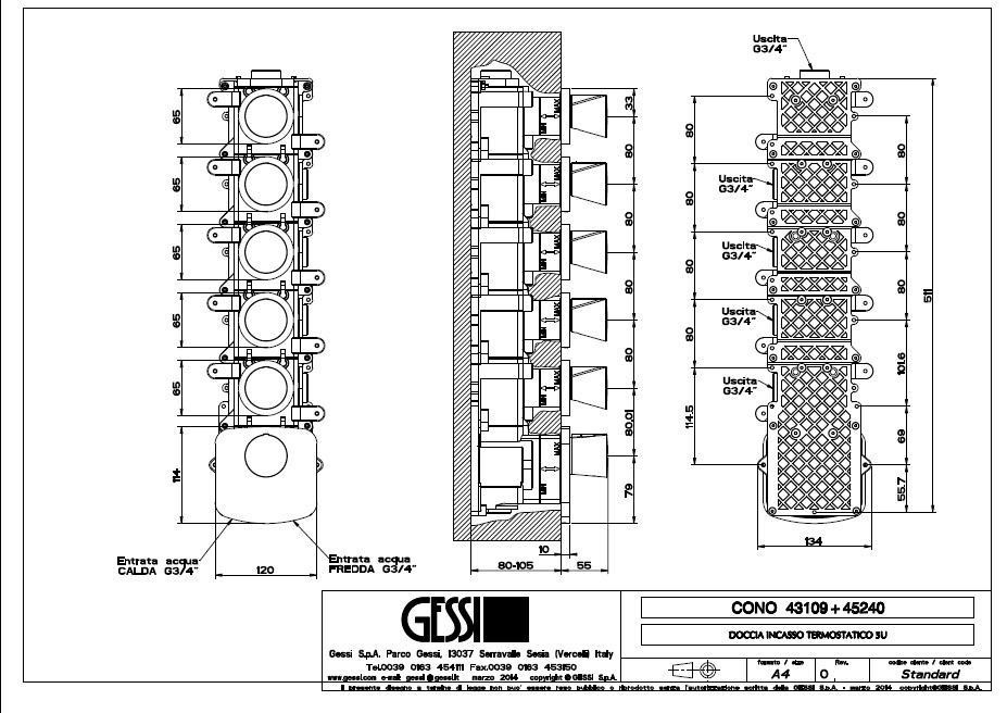 Gessi Cono Wellnes смеситель для ванны/душа 45240 ФОТО