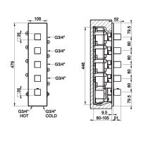 Gessi Quadro Wellnes смеситель для ванны/душа 43008 схема 2