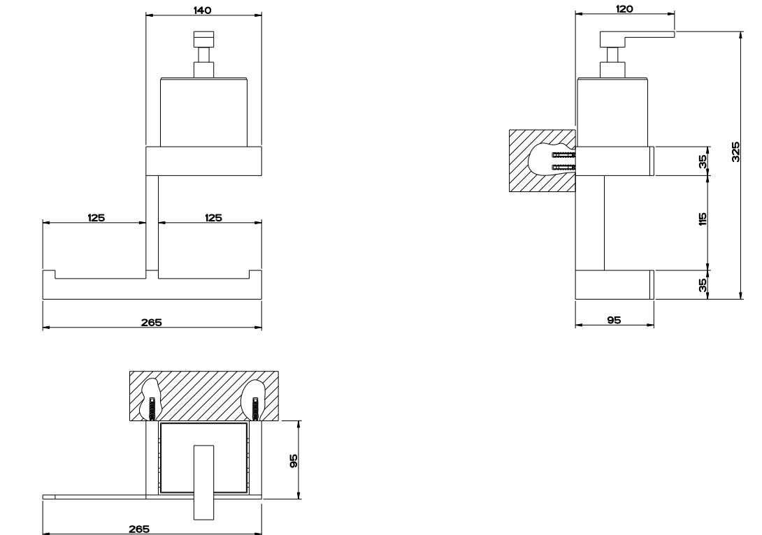 Вешалка с мыльным дозатором в комплекте Gessi Rettangolo 20880 схема 3