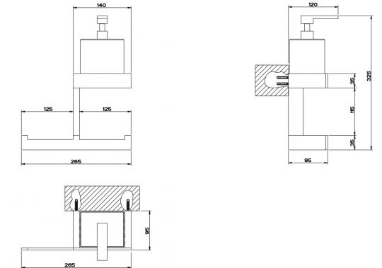 Вешалка с мыльным дозатором в комплекте Gessi Rettangolo 20880 схема 3