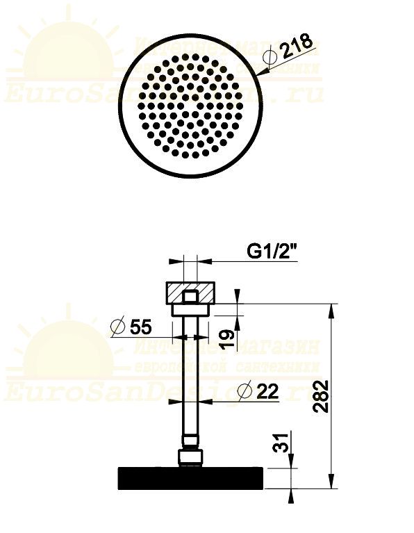 Головка душевая Gessi Ingranaggio потолочная 63552031 21,8х21,8 ФОТО