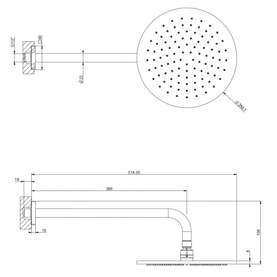 Лейка для верхнего душа Gessi Minimalistic Shower настенный 59148 ФОТО