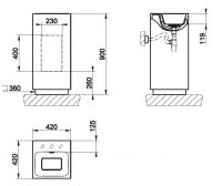 Напольная раковина со сливом в стену Gessi Rettangolo 37526 42х42 схема 2