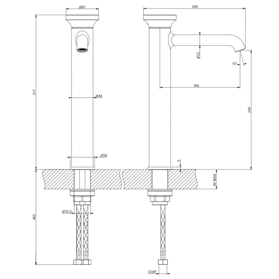 Смеситель высокий для раковины Gessi Origini 66004 ФОТО