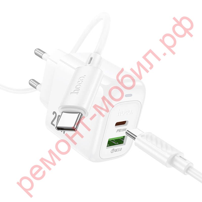 Сетевое зарядное устройство Hoco CS54A USB + USB-C + кабель Type-C - Type-C ( PD20W + QC3.0 )