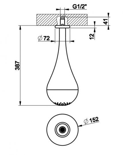 Тропический душ Gessi Goccia 33751 15,2х15,2 схема 2