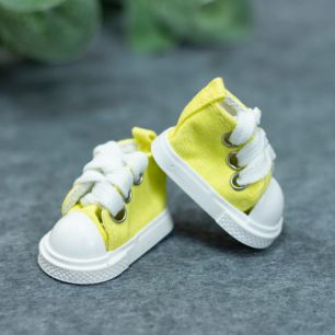 Обувь для кукол Кеды 5,5 см на шнурках - желтые