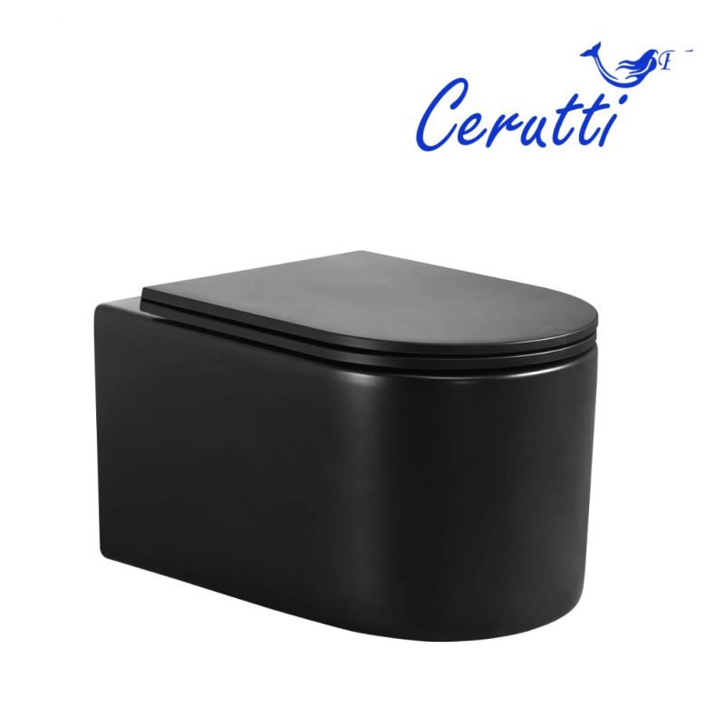 Унитаз подвесной Cerutti Spa Tanaro Aria MB CT9238 безободковый, с микролифтом, черный матовый
