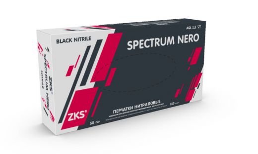 Перчатки ZKS™ нитриловые "Spectrum Nero" черные (50/500)