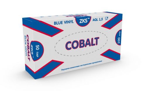 Перчатки ZKS™ виниловые "Cobalt" голубые (50/500)