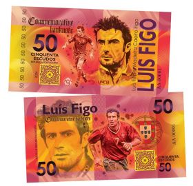 50 cinquenta escudos (эскудо) — Луиш Фигу (Luís Filipe Madeira Caeiro Figo. Portugal). Памятная банкнота. UNC Msh Oz