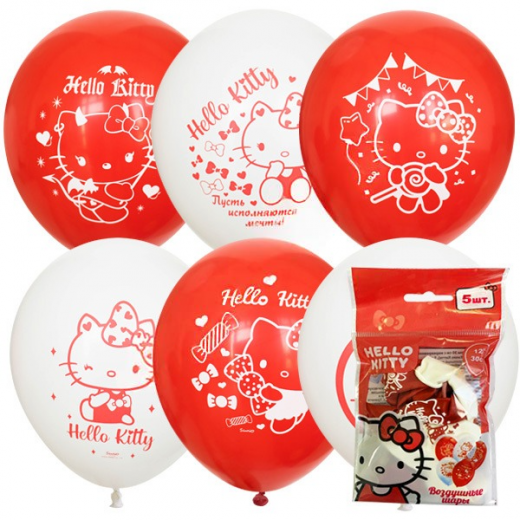 Котенок с бантиком Hello Kitty, красный/белый,  Мексика-12/30 см