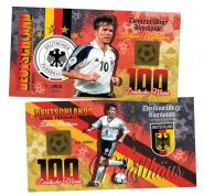 100 марок (Deutsche mark) — Германия. Лотар Маттеус (Lothar Matthäus). Памятная банкнота. UNC Msh Oz