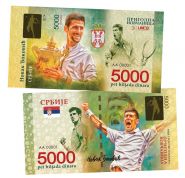 5000 Динара (Dinara) СРБИJE — Novak Djokovic (Новак Джокович, Сербия). Легенда тенниса. Памятная банкнота. UNC Msh Oz