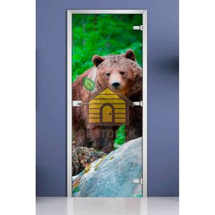 Стеклянная межкомнатная дверь с фотопечатью DW «Animals-03»