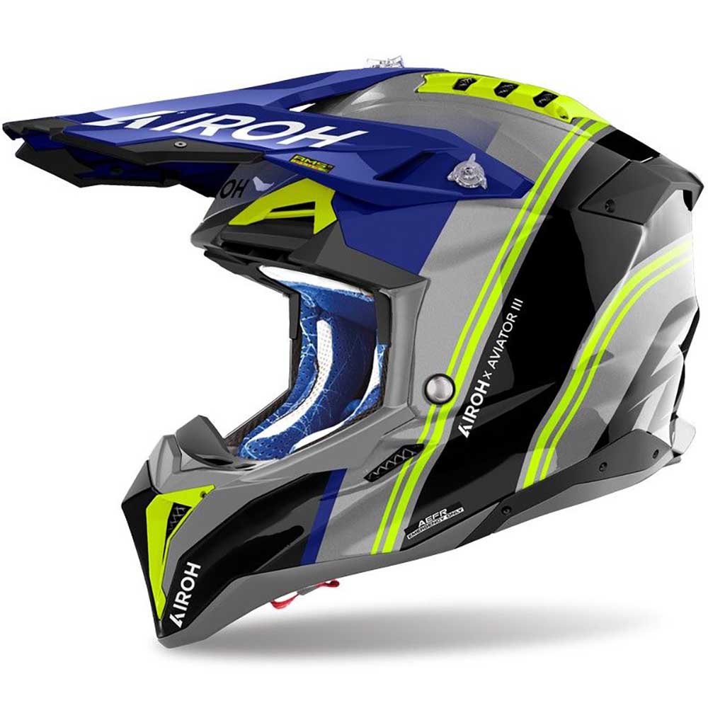 Airoh Aviator 3 Hima Blue Gloss шлем для мотокросса и эндуро