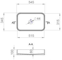 Прямоугольная раковина Salini Callista104 55х35 см 1101104G схема 2