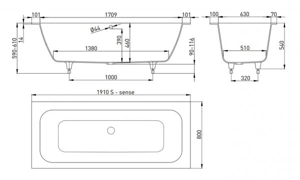 Ванна встраиваемая Salini ORLANDA AXIS 190x80 103211G схема 8