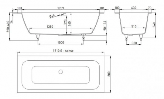 Ванна встраиваемая Salini ORLANDA AXIS 190x80 103211G схема 8