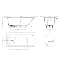 Ванна встраиваемая Salini ORLANDA KIT 170х75 102117G схема 2