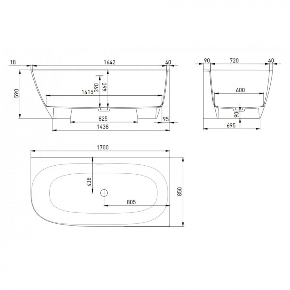 Ванна пристенная угловая Salini SOFIA CORNER L 170x85 102515G ФОТО