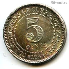 Малайя 5 центов 1941 I