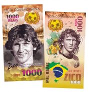 1000 Reais (реалов) Бразилия — Ривалдо. Легенды футбола (Rivaldo Vítor Borba Ferreira. Brasil). Памятная банкнота. Msh Oz