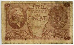 Италия 5 лир 1944