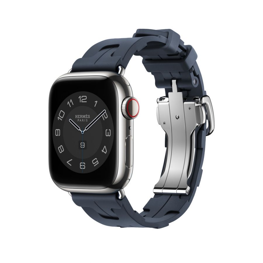 Часы Apple Watch Hermès Series 10 GPS + Cellular 42mm Silver Titanium Case with Navy Kilim Single Tour Deployment Buckle Часы Apple Watch Hermès Series 10 GPS + Cellular 42mm Silver Titanium Case with Navy Kilim Single Tour Deployment Buckle