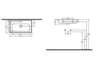 Подвесная раковина Isvea Absolute 612х371х155 с 1 отверстием под смеситель схема 3